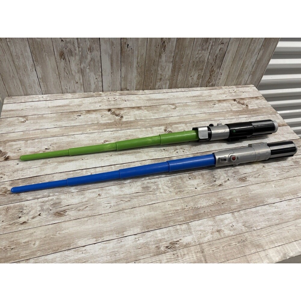 Set of 2 Star Wars Manual Telescoping Lightsabers - Blue & Green - Play Toy